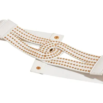 Ins Punk Gold Rivet Wide Belt Women's Suit Dress
