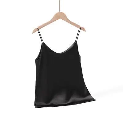Green V-Neck Camisole Top Acetic Satin Small