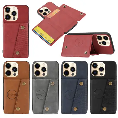 Flip Phone Case for Apple Samsung Huawei Red Leather