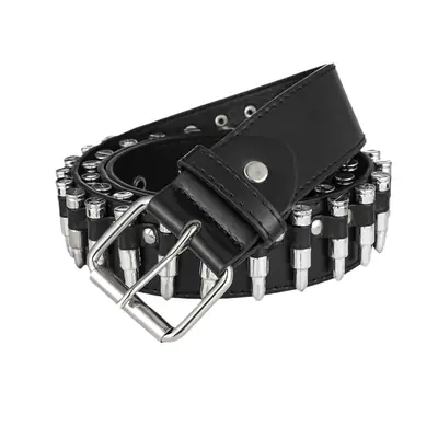 Black Punk Bullet Belt with Rivets and Buckle