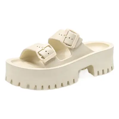 Women's Green Double-Strap Flat Slippers