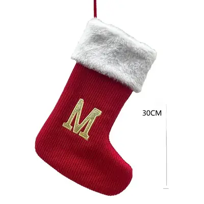 Red Knitted Christmas Socks with 26 Letters