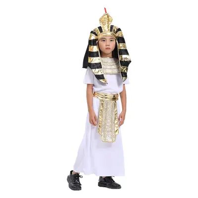 Children Pharaoh King Costume Set White Gold Dress Up
