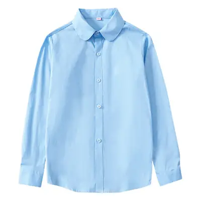 Girls Pure Cotton Long Sleeve Shirt Spring Autumn White School Uniform