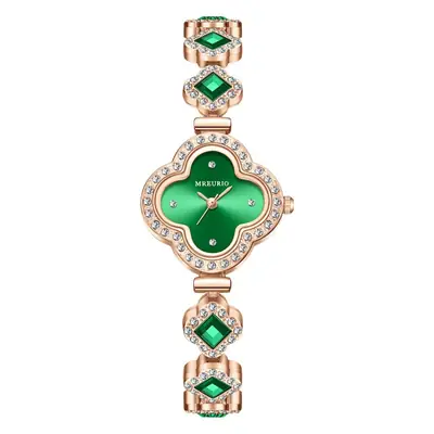 Live Hot Hot Hot Fashion Four-leaf Clover Bracelet Quartz Watch Emerald Women's Watch Women's Watch Factory Wholesale