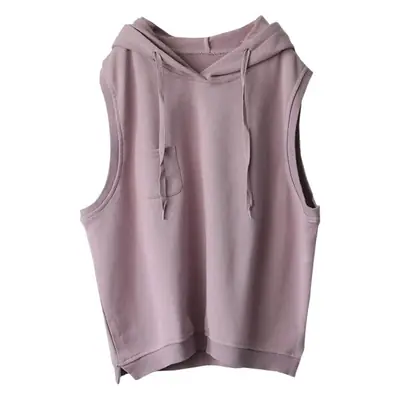 Women Cotton Hooded Vest Spring Autumn Loose Sleeveless