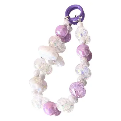 Pink Beaded Cloud Phone Case Chain Pendant Earphone Bag