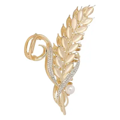 Golden Wheat Ear Clip with Pearl & Diamond Design