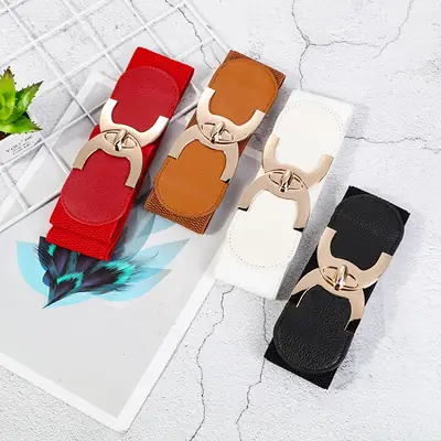 Women's White Elastic Belt Sandals with Gold Logo