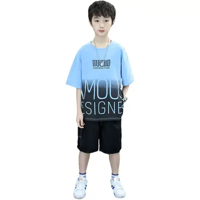 Boys Summer T-Shirt Shorts Set White Black 2025