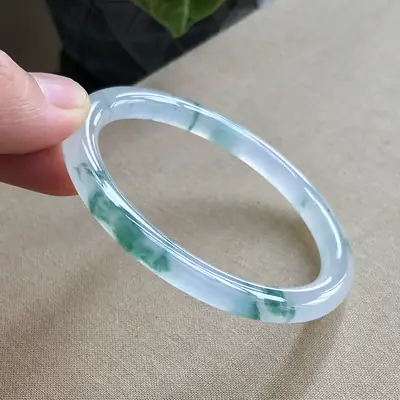 Thin Round Jade Bracelet Green Myanmar Ice Water-permeable