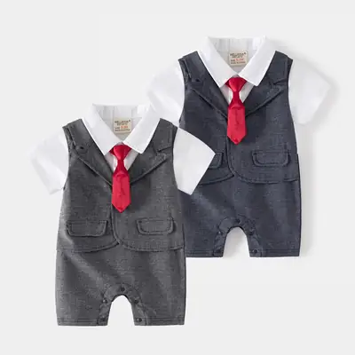 2023 New Boys Hooded Short Sleeve Climbing Suit Grey Cotton Blended