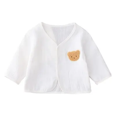 Baby White Bear Cutout Gauze Cardigan Set