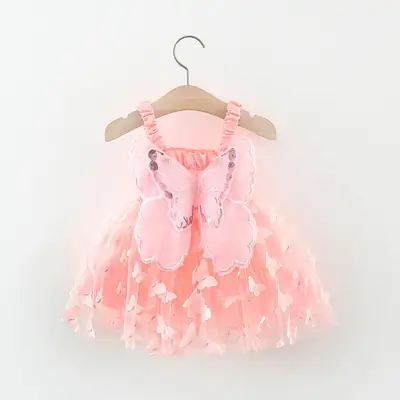 Green Butterfly Baby Dress for Girls 2023 Summer
