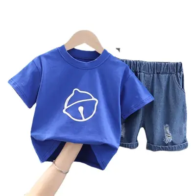 Blue Cartoon T-Shirt & Shorts Set for Girls 2023