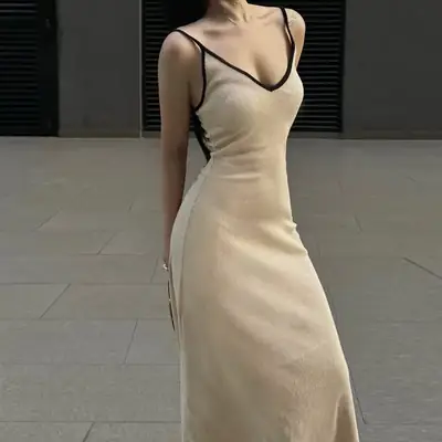 Women's V-Neck Long Strap Dress Summer 2023