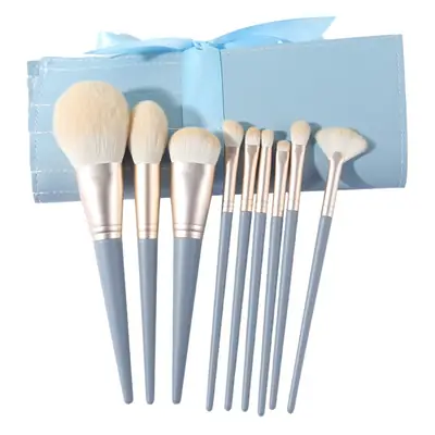 10 Piece Blue Bridge Pattern Makeup Brush Set