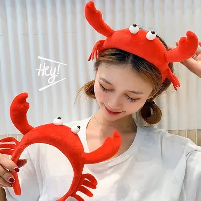 Korean Style Crab Headband Red Blue Washable Hair Tie