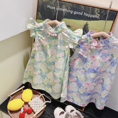 Girls Floral Cheongsam Dress Summer 2025
