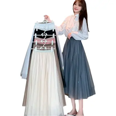 White A-Line Tulle Skirt Large Size Summer Wear