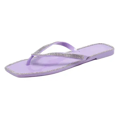 Ready Stock Slippers Flip-Flops 2025 Summer New Beach Purple Jelly Shoes Outer Wear Fashionable Sandals for Women