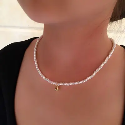 Gold Pearl Necklace for Women French Style