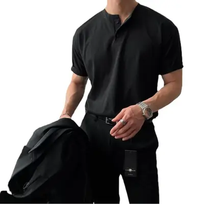 Men's American Style Polo Shirt Olive Green Short Sleeve
