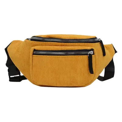 Trendy Crossbody Bag for Women Yellow Zippered Waist Bag