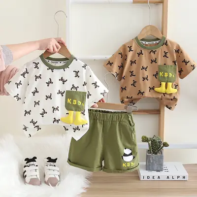 Boys Cartoon Print Shorts Suit Summer 2024