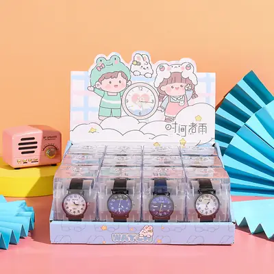 Kids Acrylic Watch Set 6 Pcs Quartz Simple Student New Belt