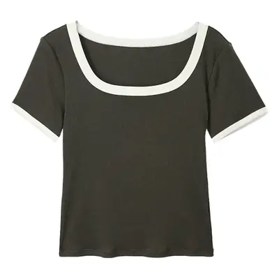 Summer Women's Black Trim Short Sleeve T-Shirt