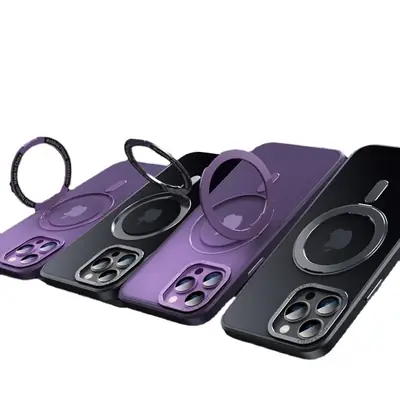 Magnetic Phone Case for iPhone 17 with Rotating Fulcrum & Metal Lens