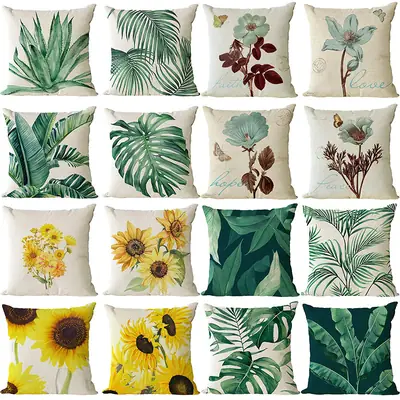 Tropical Print Linen Pillow Covers Set of 12