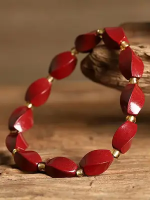 Cinnabar Twist Bracelet for Men Women Ethnic Style