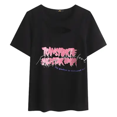 2024 Summer Women Black T-Shirt with "TOMY" Graphic
