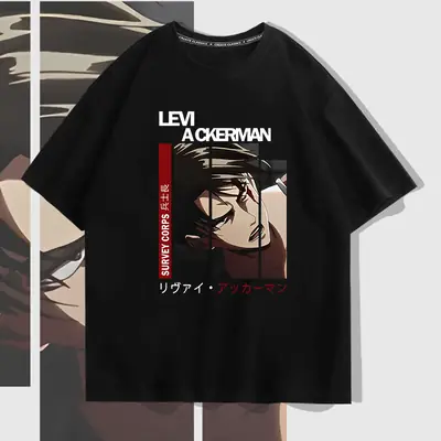 Men Levi Ackerman T-Shirt Lime Green Short Sleeve