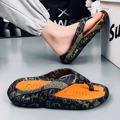 2023 Summer Large Size Flip Flops Men's Outer Wear Non-Slip Fashionable Trendy Shit Flip-Flops Men's Beach Sandals