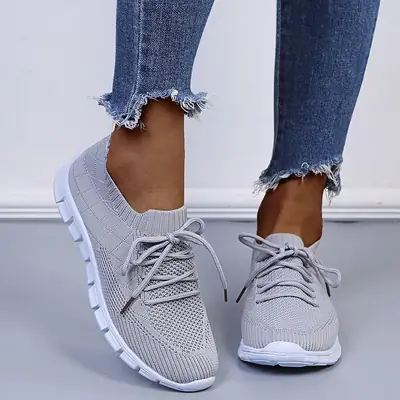 wish European and American foreign trade large size lace-up fly-woven casual shoes single-layer shoes women's cross-border sports thick-soled breathable board shoes for women