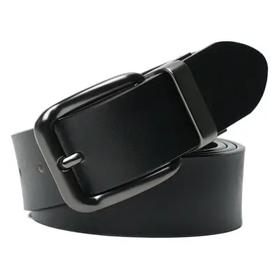 Men's Black Sandwich Cowhide Belt with Swivel Buckle