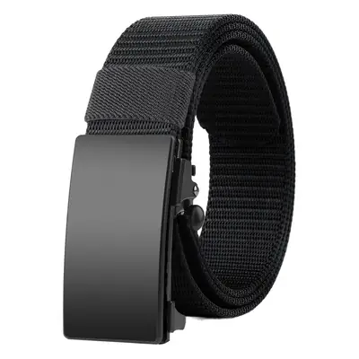 Men's Black Canvas Belt with Automatic Buckle