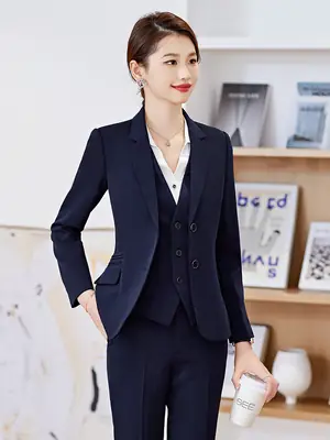 Black Professional Vest for Women British Style Workwear Suit