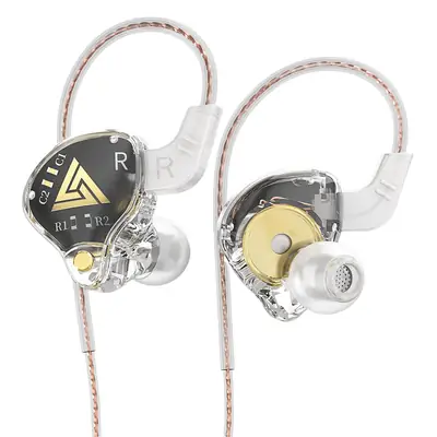 QKZ Audio Monitor Class Headphones with Wireless Control & Wheat Design