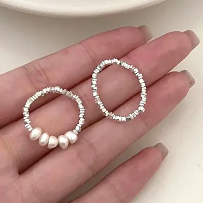 Broken Silver Pearl Ring for Women S925 Silver