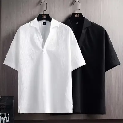 Men White Slim Fit Polo Shirt Short Sleeve Summer 2025