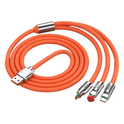 120W Multi-Device Charging Cable Orange Thickened Silicone