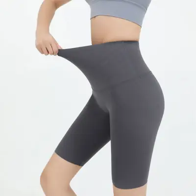 Summer High Waist Yoga Shorts for Women Gray