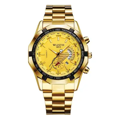 Men's Chronograph Quartz Watch Steel Belt White Dial