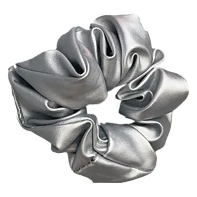 Silver Leather Hair Ring for Women Large Ponytail Hair Rubber Band