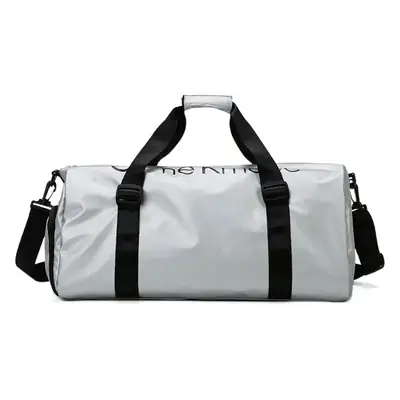 Pink Leather Travel Bag Large Capacity Shoulder Sports Fitness Bag