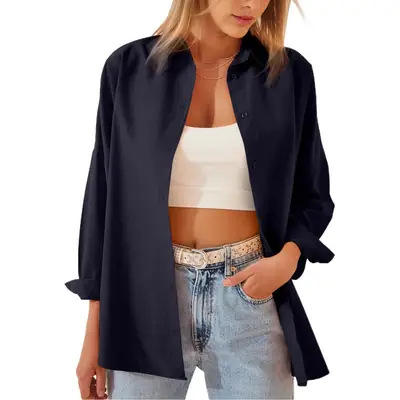 Women's White Long Sleeve Cardigan Shirt 2025 Spring Summer